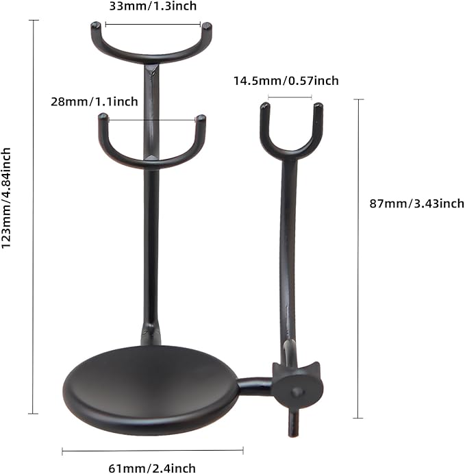 Grandslam Razor and Brush Stand with Double Stainless Steel Design Shave Soap Bowl Set for Shaving Brush and Straight Razors, Barber Razors, Safety Razors Black