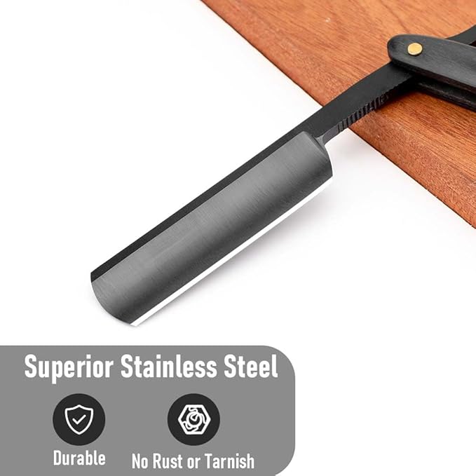 Straight razors for men,Straight Edge Barber Razor Premium Stainless Steel Shaver Razor with Shaving Strop for Men Home (NO.179-1)