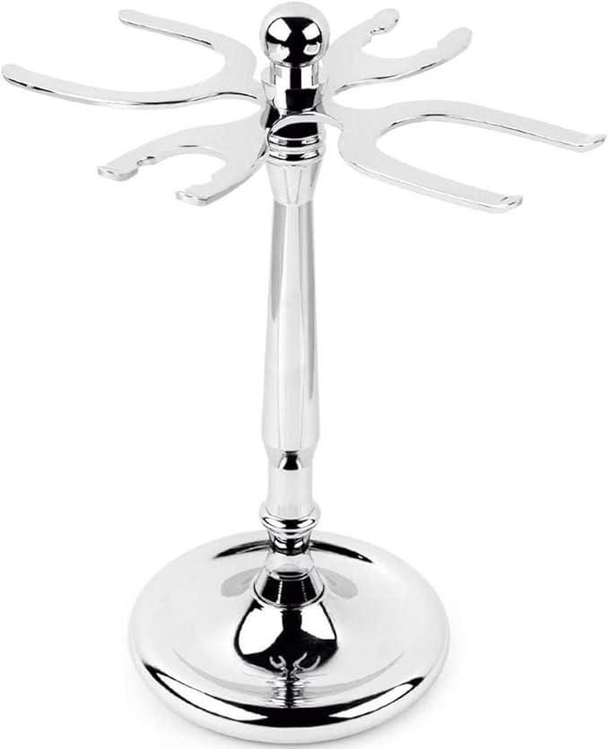 4 Prong Razors and Shave Brush Stand, Shaving Brush Holder Stand Tool, Shaving Accessories for Man, Holder, Holds 2 Double Safety Razors and 2 Shave Brushes (4 Holes)