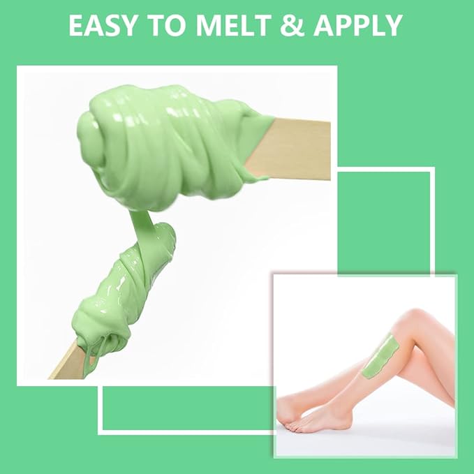Bestidy Hard Wax Beads for Hair Removal - 1000g Waxing Beans for All Body and Bikini Areas (Green)