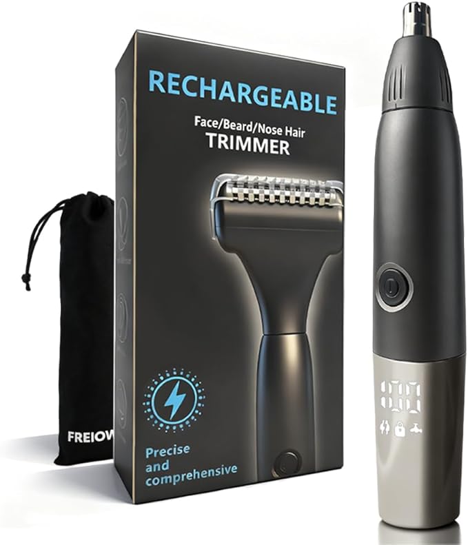 2026 New Upgrade Men's Nose and Ear Trimmer with LED Display – Rechargeable Nose Hair Trimmer for Men, Eyebrow and face Trimmer, Powerful Motor & Dual-Edge Blades, Waterproof