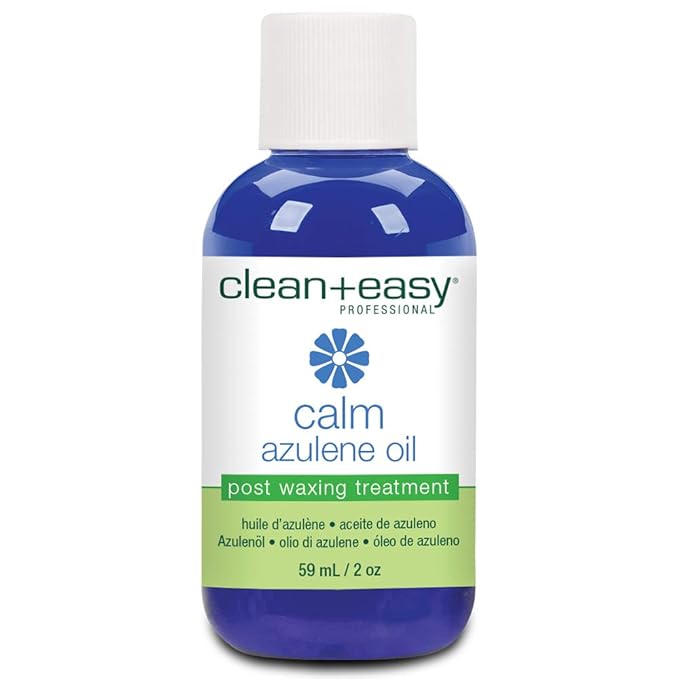 Clean + Easy Azulene Oil – Post Waxing Treatment for Sensitive Skin, Soothes Irritation & Removes Wax Residue After Hair Removal, After Wax Care, 2 oz