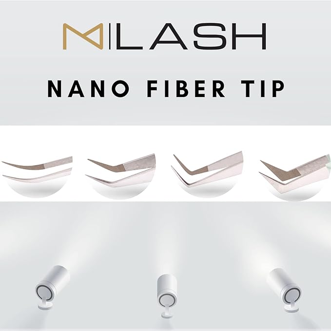 M LASH Tweezers for Eyelash Extensions (Set of 4) - Professional Lash Extension Tweezers - Fiber Tip, Japanese Steel, Diamond Grip Eyelash Extension Tweezer set (ET-Neu)