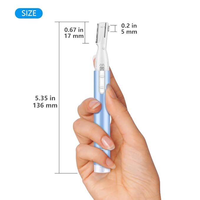 Upgraded Eyebrow Trimmer, Precision Electric Eyebrow Razor for Women Battery-Operated Facial Hair Remover with Comb No Pulling Sensation Painless for Face Chin Neck, Upper-Lip, Peach-Fuzz