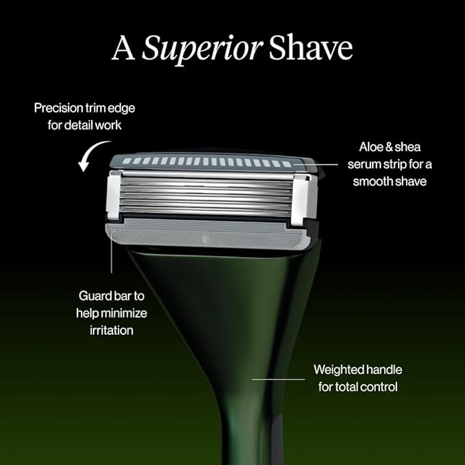 Essential Razor for Men, Handle + 2 Razor Blade Refills, Precision Trim Edge (Tactical)