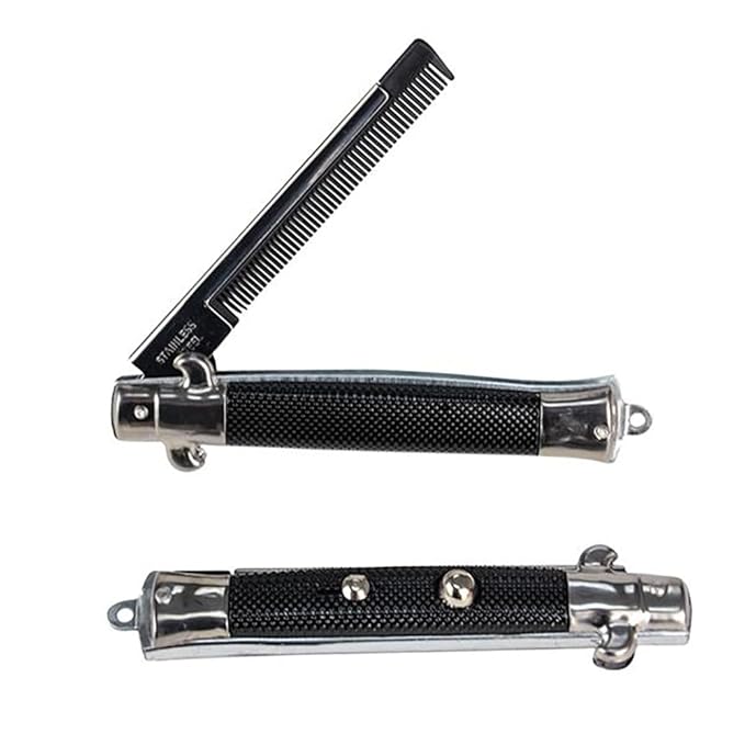 9" Inches Folding Pocket Comb, Stainless Steel (2-Pack)