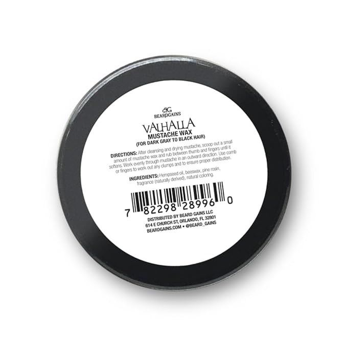 Beard Gains Strong Competition Pro Hold Mustache Wax 1oz - Style, Mold, and Tame Moustache - Organic and Natural (Valhalla Black)