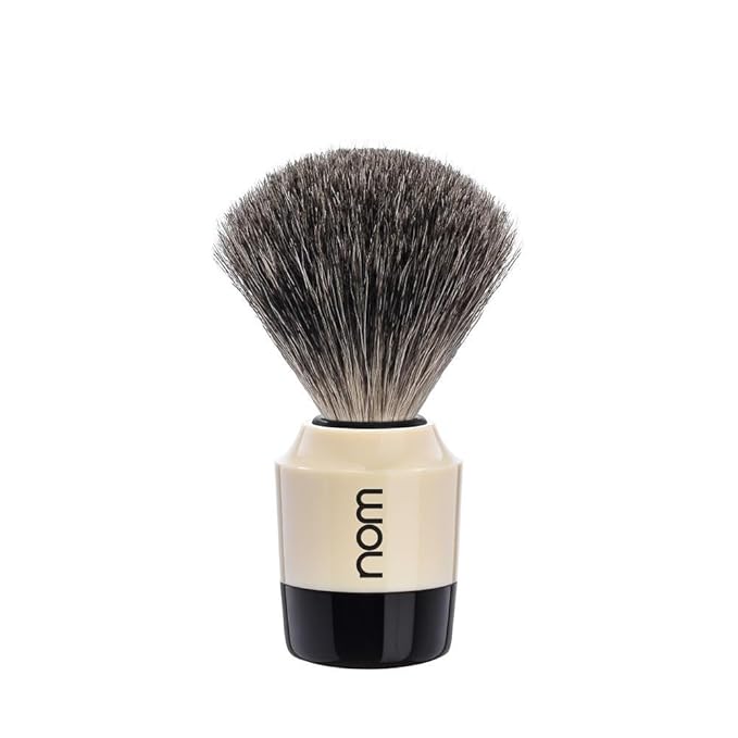 NOM Marten shaving brush | Pure Badger Shave Brush for Shaving soaps and creams | exfoliating shaving brush | Cream handle