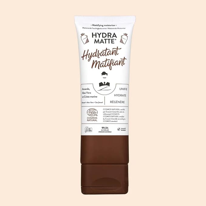 Mattifying Moisturizer Face Cream Hydra Matte Hydrating Facial With Aloe Vera, Sweet Almond Oil, Sea Samphire Deep Hydration, Nourishes Eliminates Shine Non-greasy Made in France 75ml