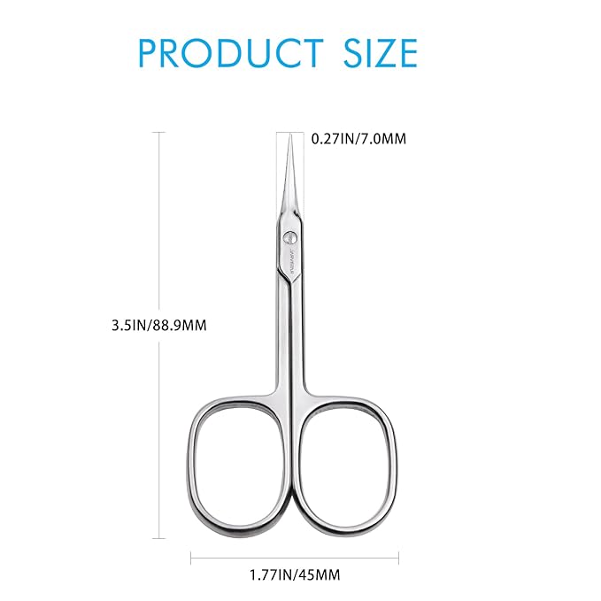 JARVISTAR Small Cuticle Scissors for Nail: Multipurpose Stainless Steel Curved Blade for Women Beauty Grooming Manicure, Pedicure, Fingernail, Toenail, Eyelash, Eyebrow, Dry Skin, 3.66 Inch
