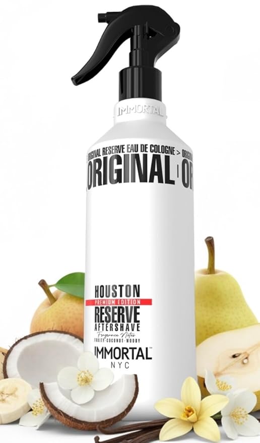 Immortal NYC Reserve Houston, Aftershave Spray Body/Face Men's Cologne, 13.5 oz / 400 ml, Barbers, Softens Skin, Refreshes, Revitalizes and Relieves Face and Skin, Moisturizing Formula After Shaving