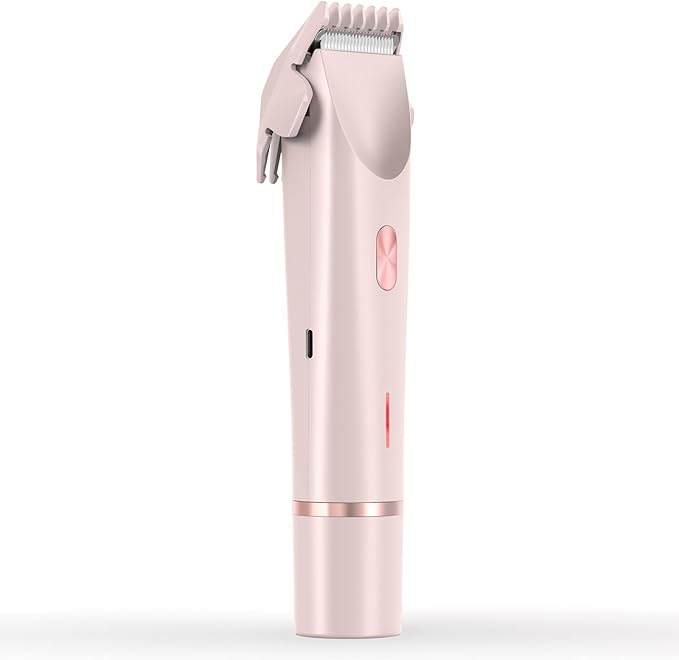 Women's Electric Shaver Bikini Trimmer for Women Razors 2-in-1 Dual Head Design IPX7 Waterproof Wet & Dry Use Body Groomer Hair Trimmer Remover for Facial Underarm Arm Face Leg Bikini (Pink)