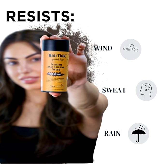 Supreme Trimmer Hair Building Fibers - Instantly Fill in Fine or Thinning Hair for Thicker, Natural, Fuller-Looking Hair for Men & Women – Hair Thinning & Balding Solution | Dark Brown, 15 Grams