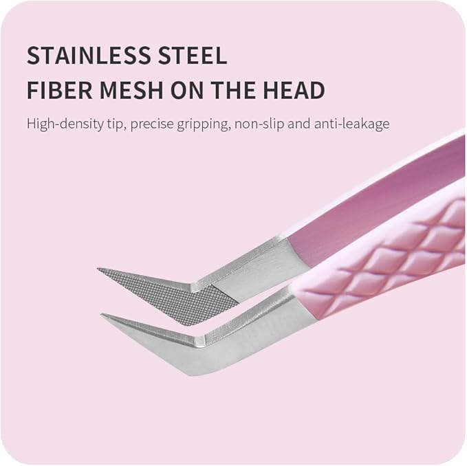 Eyelash Extension Tweezers,Fiber Tip Grip Boot Volume Lash Tweezers,Professional Pointed Lash Extension Tweezers for Easy Lash Application and Removal(2Pcs-F01/02)