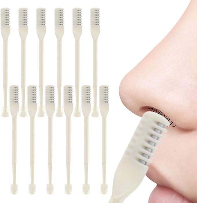 Nasal Hair Cutter, 2025 Upgraded Portable Manual Nasal Hair Trimmer for Women Men, Travel Essentials Nose Hair Remover Grooming Tool for Daily Use Halloween Christmas Gifts (White, 12 Pcs)