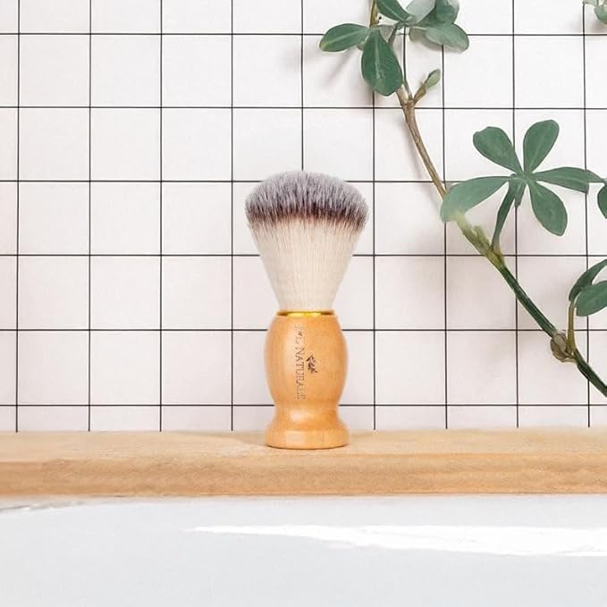 J&L Naturals Shave Brush, Bamboo Handle with Nylon Bristles, Cruelty-Free & Vegan, Exfoliating, Lather-Creating for Smooth Shaving