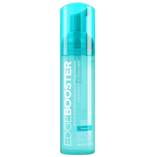 Style Factor EDGE BOOSTER Extra Strength Setting Mousse – Frizz Control, Extra Volume, and Conditioning – 6.4oz Turquenite Mousse for Curly Hair