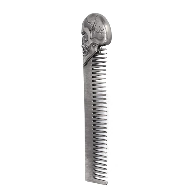 Metal Beard Comb for Men, 5.79 inch Pocket Comb, Zinc Alloy Mens Hair Combs, Protable Mustache Combs for Men, Retro Texture Brush Mens for Hair Beard Salon, Oil Hair Styling