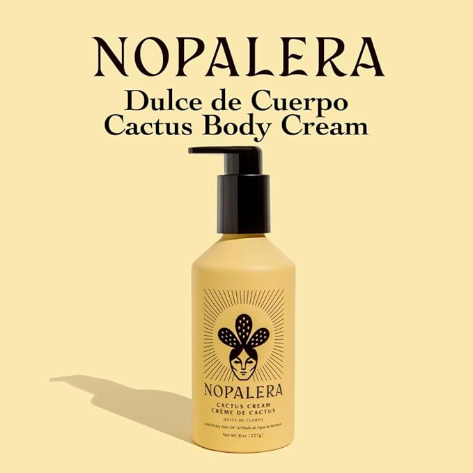 Nopalera Cactus Body Cream, Dulce de Cuerpo Scent, Deeply Nourishing Prickly Pear Body Cream with Vitamin E and K, Aluminum Bottle 8 oz