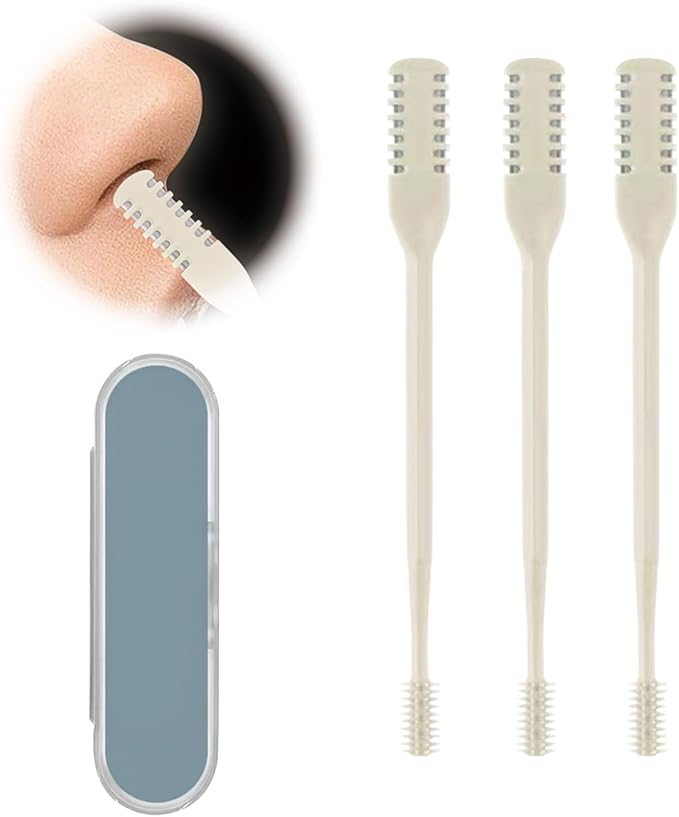 Generic 2 in 1 Nasal Hair Cutter, Double Sided Nose Hair Knife,Nose Hair Trimmer with Ear Picker for Women Men (Beige-3 Packs)