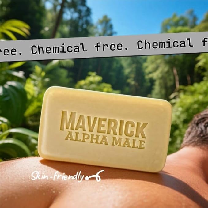 Maverick Alpha Male Soap and Health Brand Unscented Tallow Soap for Men – Natural Bar with Coconut, Tea Tree & Turmeric | Deep Clean, Moisturizing, Sensitive Skin