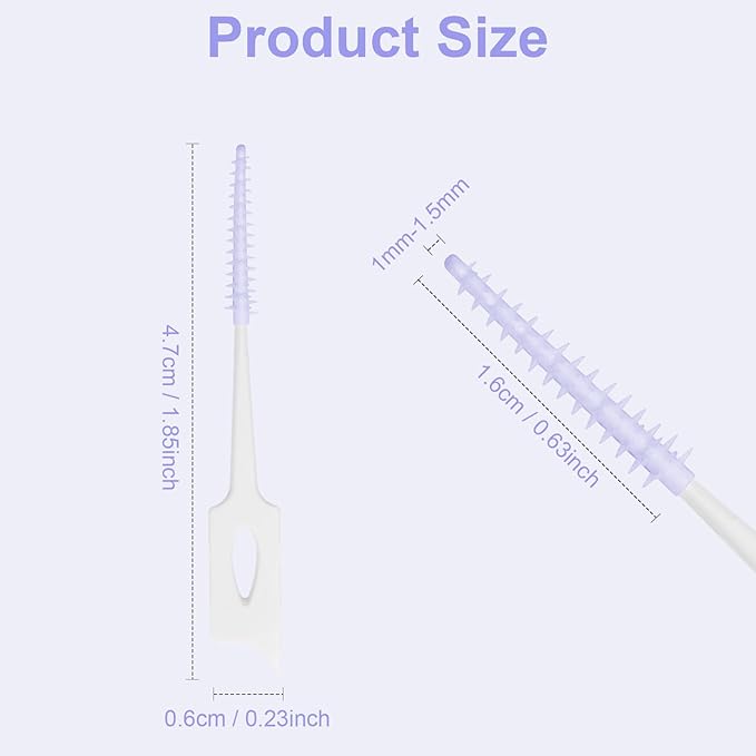 Dental Floss Picks, 200 Count, Soft Rubber Brush Head, Interdental Brushes with Convenient Carry Case,Dual-Ended Toothpick Travel Teeth Cleaning Tools (Purple)