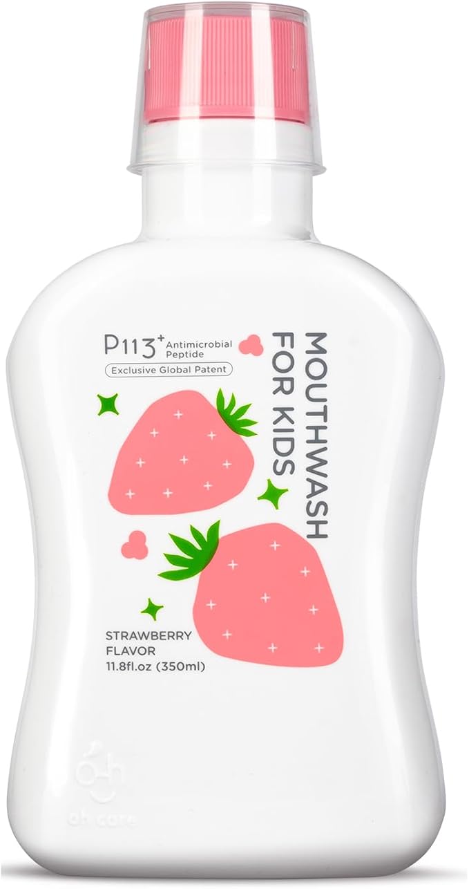 Mouthwash for Kids, New Generation P113+ Peptide Anti Cavity Mouth Rinse, 11.08 fl oz (Strawberry), 0
