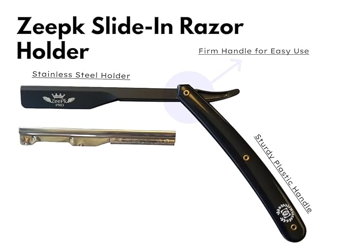 Navaja Afeitadora Profesional para Barberos Zeepk Straight Razor – Acero Inoxidable con 10 Blades – Grooming Kit para Uso Diario Matte Black