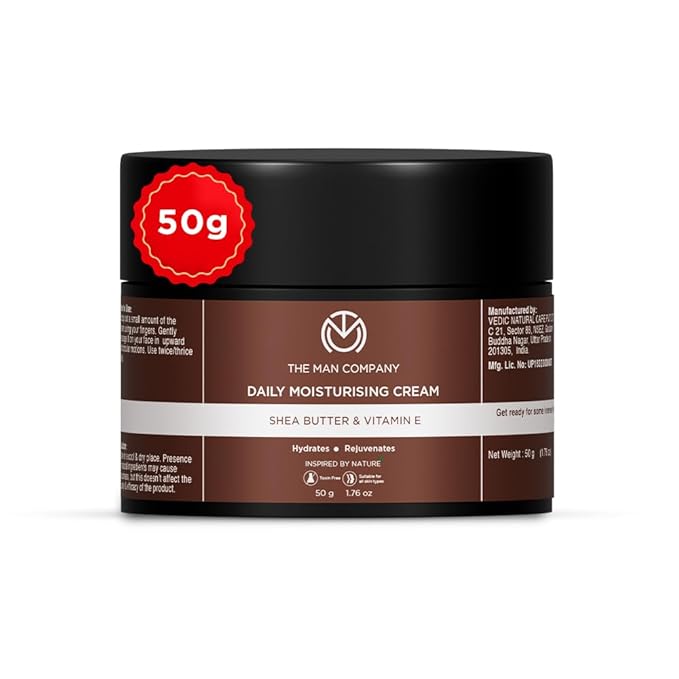 The Man Company Daily Moisturising Cream With Shea Butter & Vitamin E for Moisturizing & Hydrating | All Skin Types | 50 gm