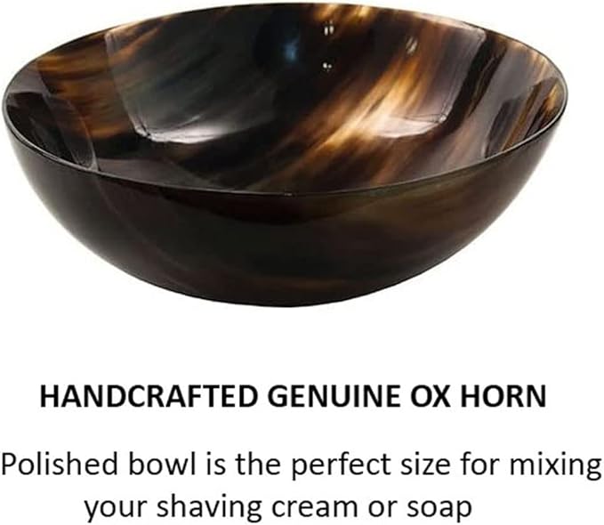 Parker Genuine Ox Horn Palm Lathering Shave Bowl – Handcrafted Natural Horn Bowl for Wet Shaving & Shave Soap Lather Mixing