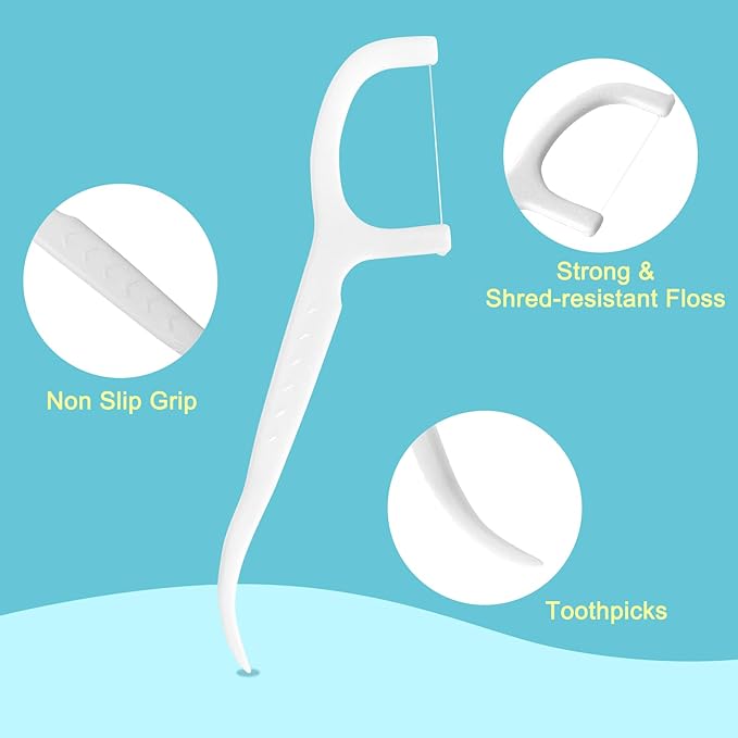 Eyxformula 500 Count Individually Wrapped Floss Picks, Disposable Mini Travel Size Dental Flossers, Bulk Individual Floss Sticks for Hotel Office Car Guest Bathroom On-The-Go Oral Care Teeth Clean