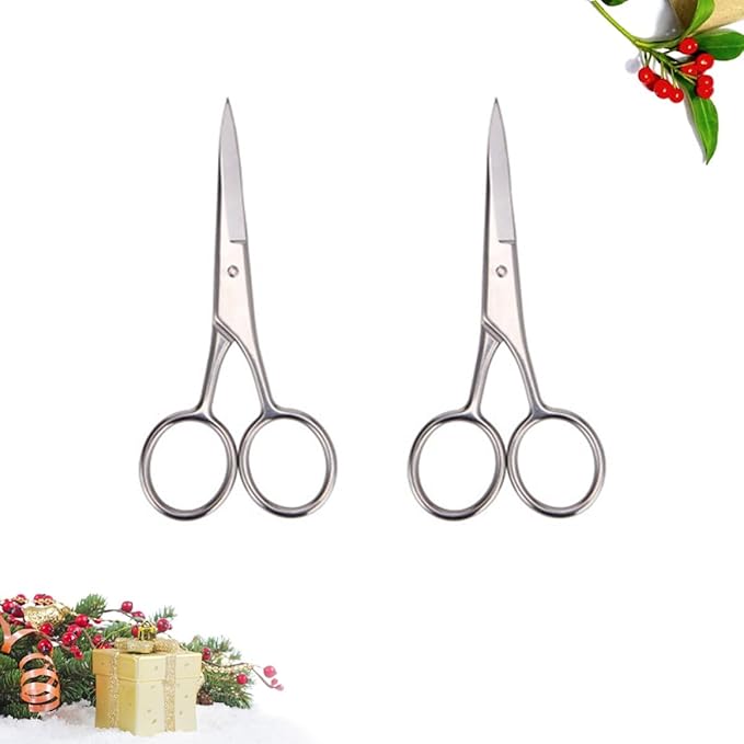 Abaodam 2pcs Stainless Steel Beard Scissors and Mustache Trimming Shears for Men Facial Hair Grooming at Home and Barbershop