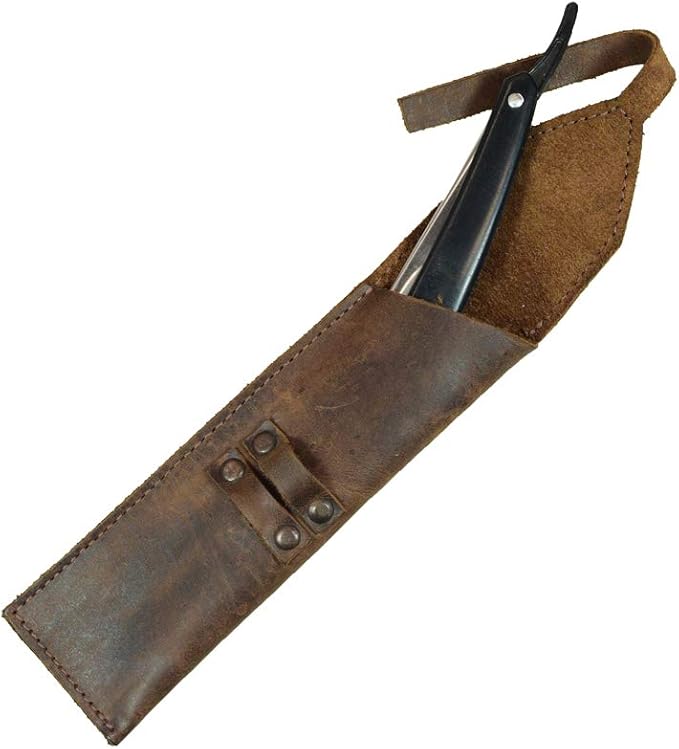 Rustic Leather Straight Razor Case Handmade by Hide & Drink (Bourbon Brown)