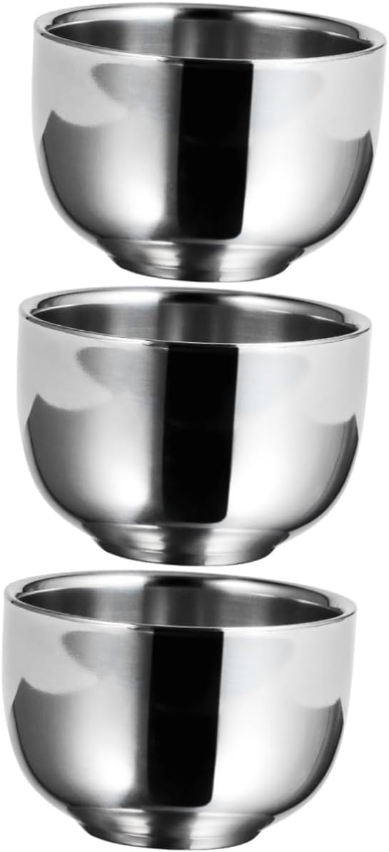 3pcs Stainless Steel Shaving Bowl Foaming Shaving Mug Bowl for Men Home Barber Shop Tool