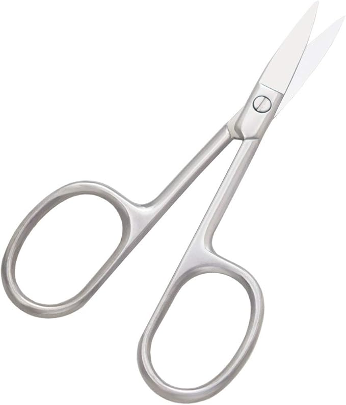 Eyebrow and Nose Hair Scissors, 3.7” Stainless Steel Professional Facial Nose Hair Trimmer Scissors for Women and Lace Wigs 2 Pieces