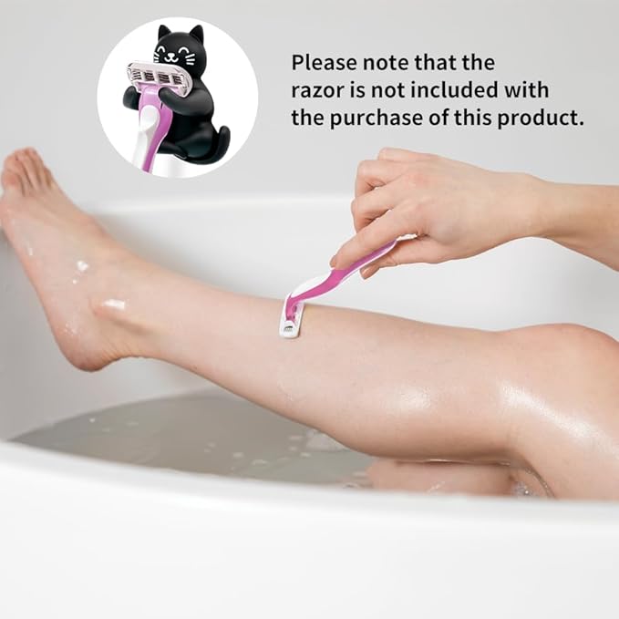 AGMDESIGN Cute Cat Razor Holder, Relaxing Shower Accessories, Women's Razor Hang in Shower, Funny Black Cat Bathroom Decor Gifts for Men Women Wife Husband Boyfriend Girlfriend