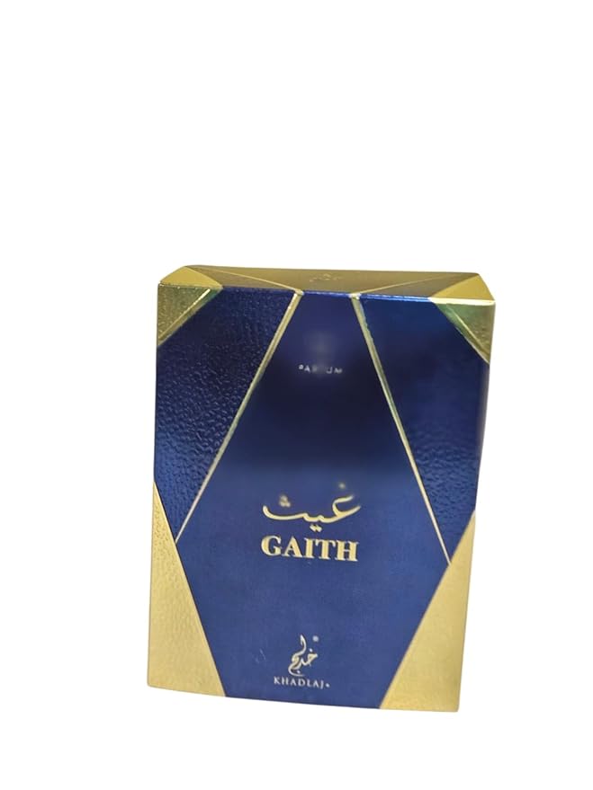 GAITH by Khadlaj Luxury Arabic Perfume, Royal Blue and Gold Glass Bottle, Premium Middle Eastern Fragrance