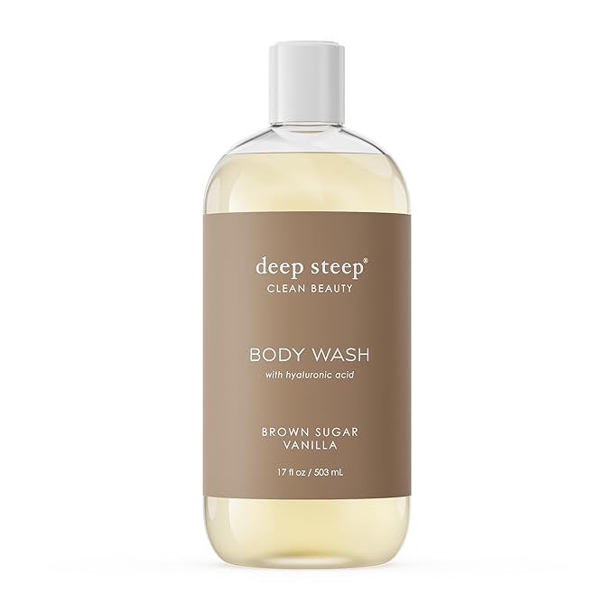 Deep Steep Brown Sugar Vanilla Body Wash, Hydrating Shower Gel with Hyaluronic Acid & Shea Butter for Sensitive Skin, Bodywash for Women & Men, 17 Fl Oz, 1-Pack