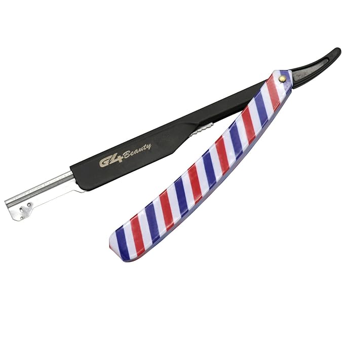G4 Stainless Steel Straight Edge Barber Shaving Razor Blade for Close Shaving Men Replaceable Blades (FLG Black)