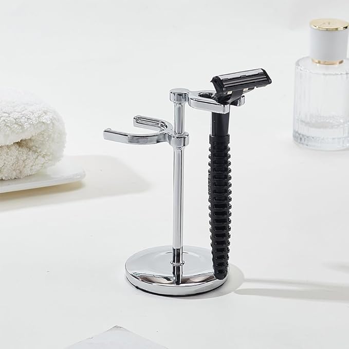 AHANDMAKER Razor Holder Safety Razor Stand With Brush Holder Shaving Brush Stand Holders for Bathroom Travel Fathers Day Christmas Gifts Men Barber Accessories