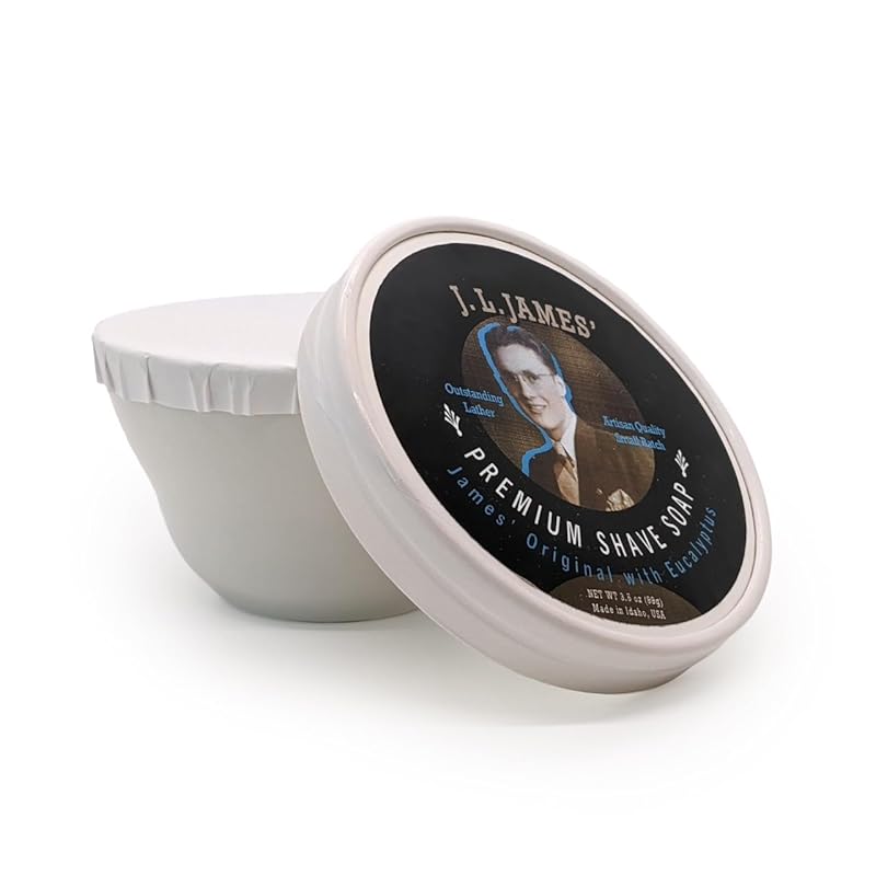 JL James' Premium Shave Soap in Ceramic Bowl Scent: James' Original