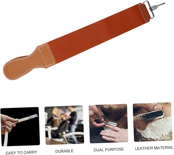 Leather and Canvas Razor Strop Double Layer Sharpening Strap for Straight Razors Knives Durable Easy to Use for Professional Barbers Home Use