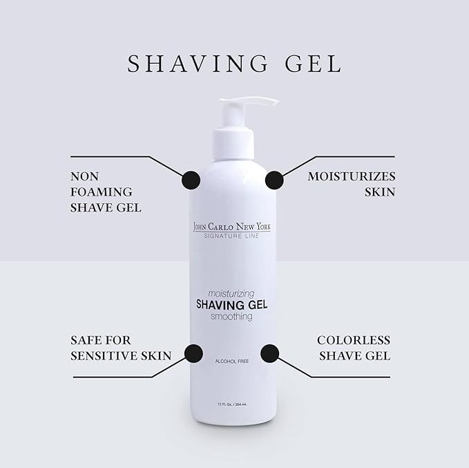 Moisturizing Shave Gel - Alcohol-Free, Infused with Aloe Vera and Tea Tree Oil, Prevents Skin Irritation, Hydrates All Hair Types, Clear Gel, 12oz