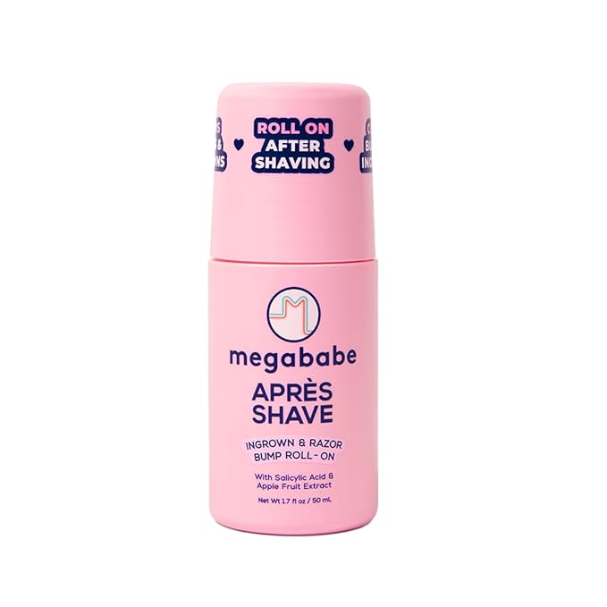 Megababe Après Shave | Post-Shave & Waxing | Ingrown Hair & Razor Bump Roll-On Treatment for Women | Bikini, Armpits & Legs (1.7 fl oz)