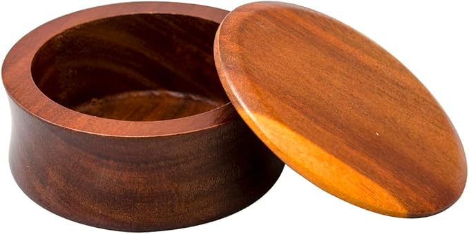 Grandslam Wooden Shaving Bowl with Lid Shaving Soap Bowl for Men Easy to Lather Fits Wet Shaving