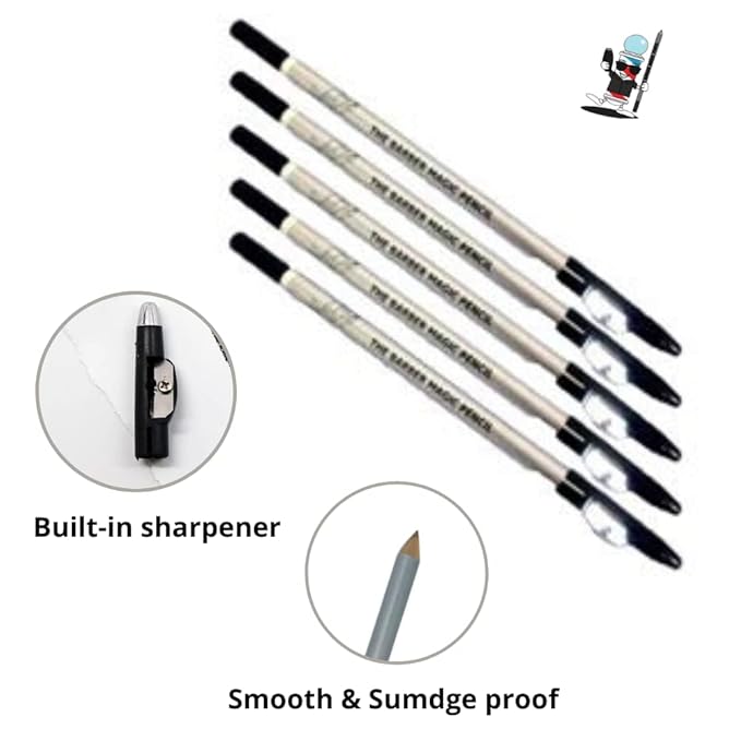 Barber Magic 12 PCS Pencil Supplies Lineup Tool with Built-in Sharpener for Men and Women Perfect Hairline over Beard, Mustache & Eyebrow Shaping