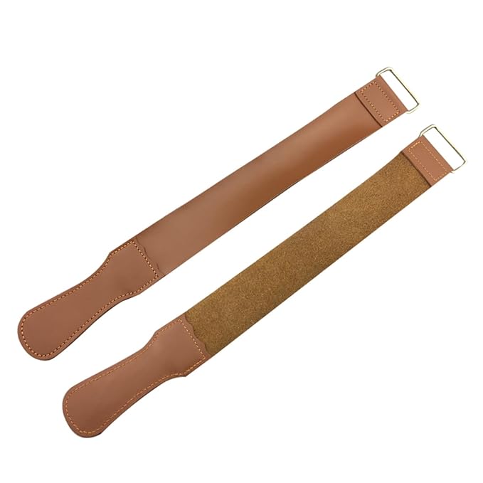 2pcs Leather Strop Set Genuine Cowhide Sharpening Cloth for Straight Scissors and Tools Polishing for Barbers and Woodworkers