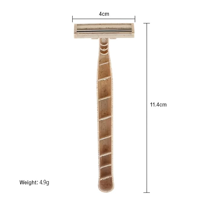 Disposable Razors Bulk for Men & Women – Twin Blade Unisex Shavers – Eco-Friendly, Biodegradable, Non-Toxic, Made from Recycled Wheat Straw 50 Count (Pack of 1) (50)