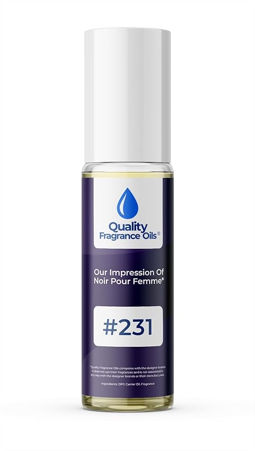 Quality Fragrance Oils' Noir Pour Femme Impression #231 | Long-Lasting Perfume Oil, Alcohol-Free, Strong Scent, 10ml Roll-On | Affordable Alternative to Designer Fragrances