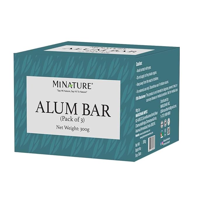Mi Nature Pure Alum Bar Pack of 3(100g*3)|Natural Phitkari Block |Potassium Alum Stone |Shaving Bar |Skin Astringent |Water Clarifier |Odor Control